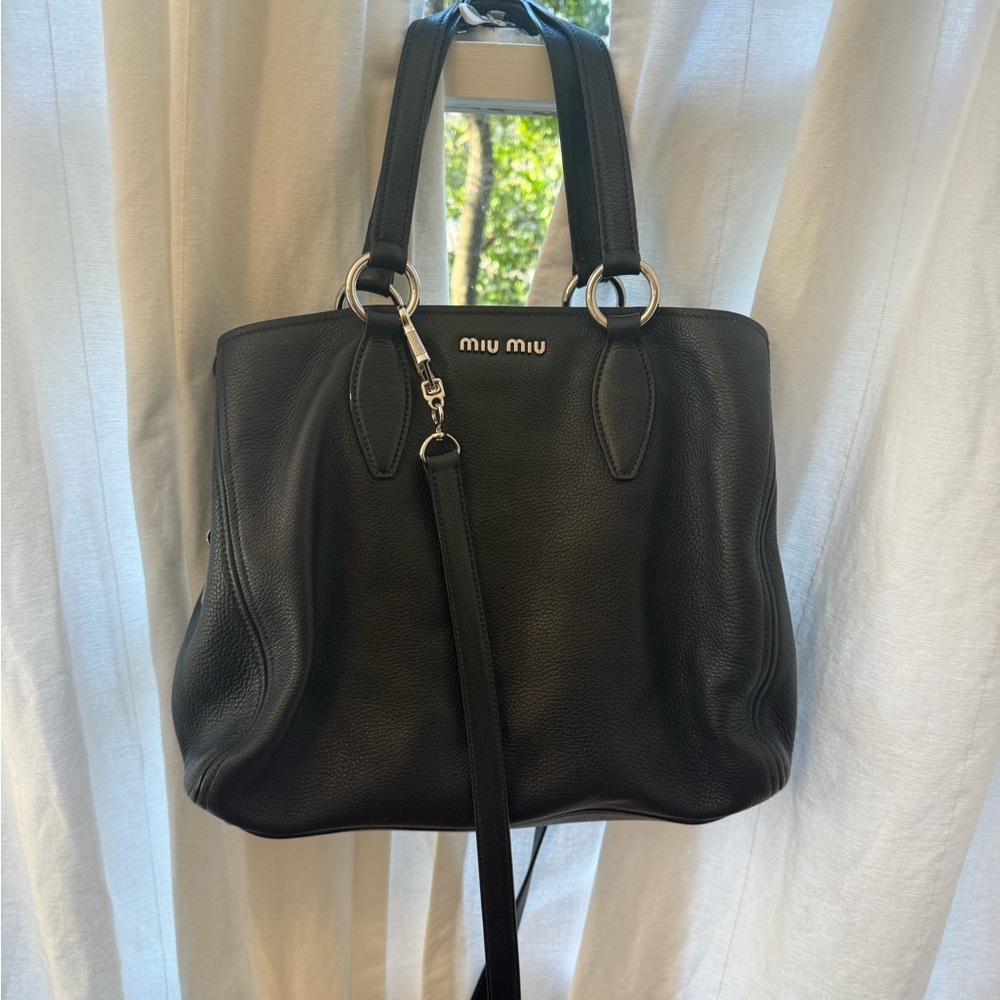 Miu Miu Convertible Caribou Leather Tote